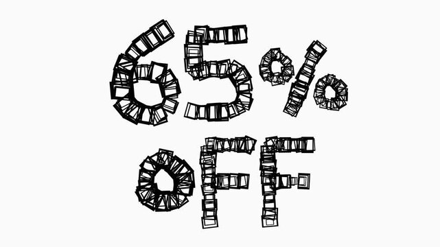 Black 65 Percent Off Animation On White Background For Sale And Business Concept
