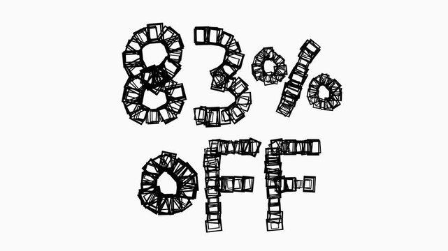 Black 83 Percent Off Animation On White Background For Sale And Business Concept
