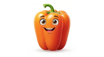 Playful and Charming Bell Pepper Character with Soft Shading and a 3D Appearance, Smiling Cheerfully