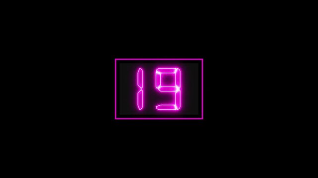 Basketball shot clock countdown with transparent background.