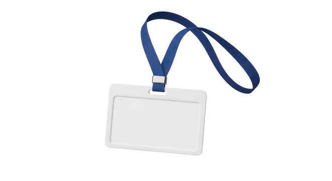 Blank White Badge Holder Lanyard Black Background