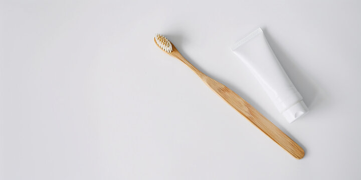 Eco-friendly bamboo toothbrush on a white background