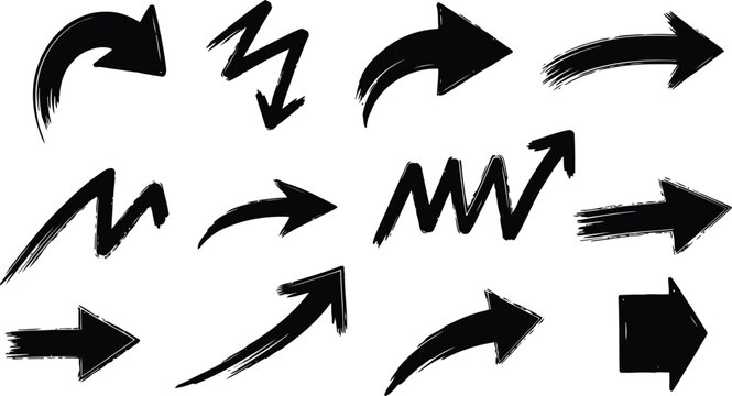 Arrow Collection: A diverse collection of artistic arrows, each demonstrating a unique style, ready for various directional and illustrative uses.