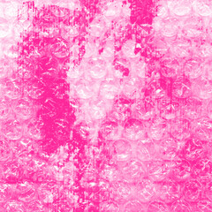 Creative bubble wrap texture &mdash; hot pink watercolor background in rose tones. Transparent plastic bubbles &mdash; abstract glamour composition for music covers, contemporary design