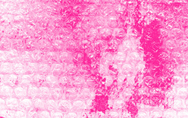 Creative bubble wrap texture &mdash; hot pink watercolor background in rose tones. Transparent plastic bubbles &mdash; abstract glamour composition for music covers, contemporary design