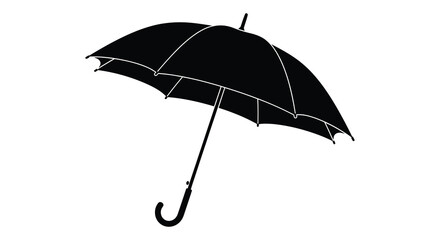 A striking black umbrella is depicted against a pure white background showcasing a classic design silhouette high quality professional detailed modern © ArtBySalea07