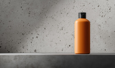Container Bottle in modern bathroom with concrete textıred walls. Product Mockup. Shampoo. Container Bottle.
