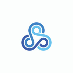 Abstract blue intertwined loops symbol representing connection and unity.