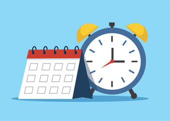 Alarm Clock Ringing with Calendar Planner vector illustration
