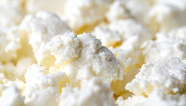 Fresh Ricotta Cheese Curds Texture, Soft Dairy Detail