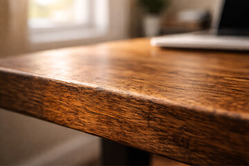 Rustic Wooden Desk Surface in Soft Natural Light