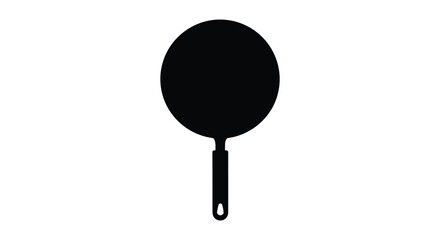 A stark black silhouette of a classic frying pan stands out against a clean white background offering a simple silhouette © ArtBySalea07