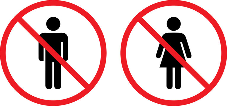 Prohibited gender signs indicating no men or women allowed