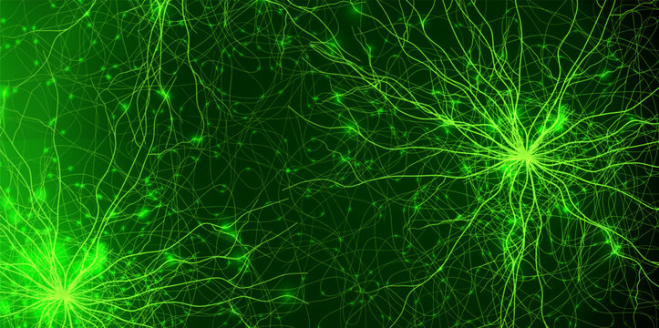 Medical Biotech Science Lab Research Background. Biotechnology Health Laboratory Backdrop for Bio Technology Forum Conference Design, Health Care Nano Tech. Green Cell Bacteria. Vector Illustration