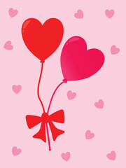 Flat design hearts balloon vector illustration. For Valentine's Day celebrations, weddings, birthdays, parties. Romantic, pink, purple, red, love, stickers, posters, affection.