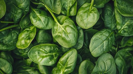Obraz premium Fresh spinach leaves collected from a healthy garden for making a salad in a sunny afternoon