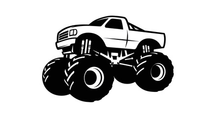Monster Truck Outline Illustration - Powerful Off-Road Vehicle © Roni
