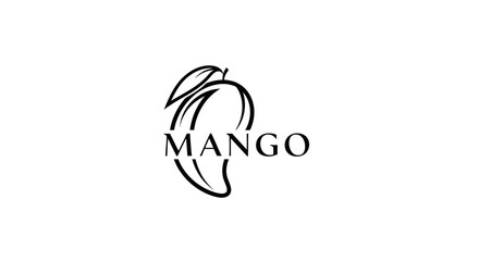 Mango Fruit Logo Design, Minimalist Tropical Fruit Icon, Vector Illustration