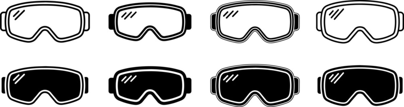 Set of modern ski goggles with clear and dark lenses