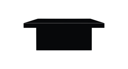 A stark black silhouette of a simple boxy structure stands prominently against a clean white background silhouette high quality professional detailed © ArtBySalea07