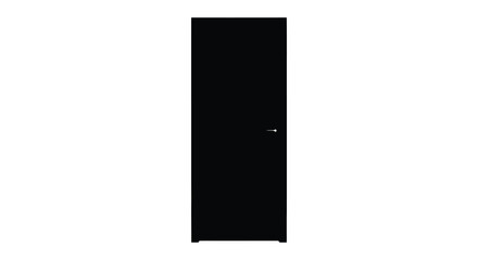 A stark black rectangular shape dominates a white background resembling a closed door in silhouette high quality professional detailed modern elegant