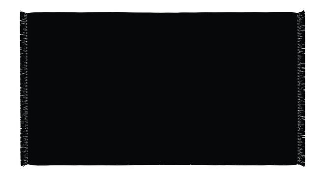 A completely black image featuring a rectangular shape with fringed edges presenting a stark minimalist silhouette high quality professional detailed modern