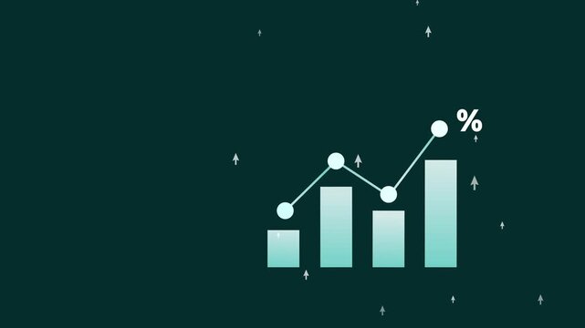 Concept interest rates and dividends ,investment growth percentage and interest on deposits ,increase in interest rates ,Retirement returns ,increase of profits. Motion graphics of business concept