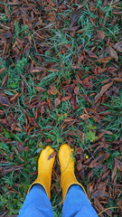 yellow rubber boots