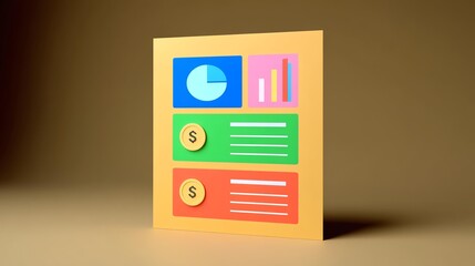 Accounting payroll system concept, Colorful infographic displaying financial data and charts.