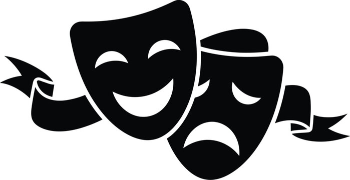 Theater drama, comedy and tragedy masks