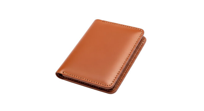A brown leather wallet on a white background isolated on transparent background