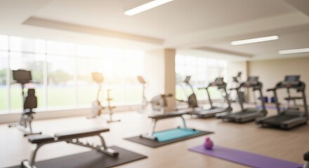 Fototapeta premium Dreamy Atmosphere in a Modern Gym, Creating Calm and Inspiring Workouts with Soft Focus Effect