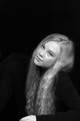 Classic Black and White Portrait of a Preteen Girl