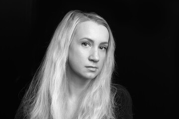 Elegant Mother of Four - Pensive Black and White Portrait