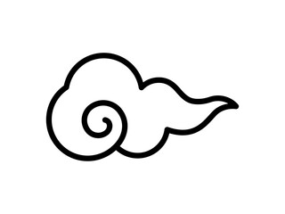 和風の雲をモチーフにしたシンプルな線画アイコン ベクターイラスト