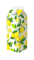 Lemon juice carton isolated on transparent background