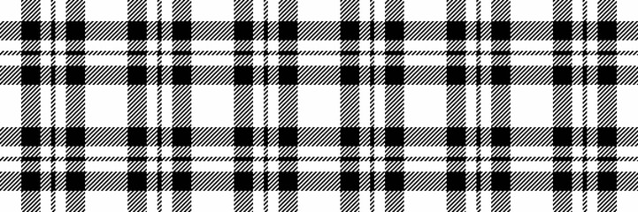 Chic fabric background seamless, craft vector tartan plaid. Overlay textile check texture pattern in white and black colors.