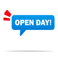 Open day announce sign vector isolated illustration