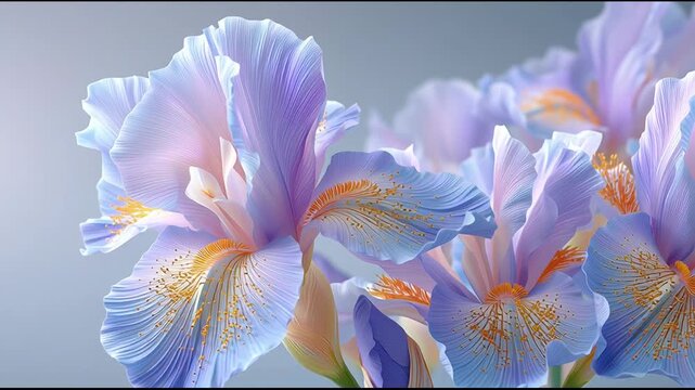 Flowers bloom with intricate patterns and soft pastel colors. Each petal shows clear details and vibrant colors. The focus is on their shape and design. This visual brings attention to the natural bea