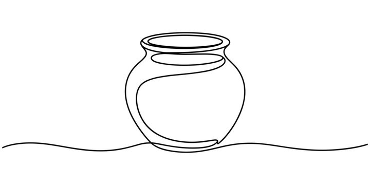 clay pot continuous line drawing, One line drawing of ancient Greek clay vase, isolated on white background, Clay pot, Water Pot-line art, single line art, continuous line art, vector art.