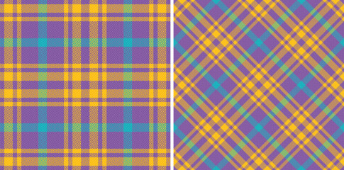 Fabric pattern seamless of background texture plaid with a check tartan textile vector. Set in kids colors for stylish home decor.