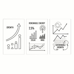 Naklejka premium Infographic elements: growth chart, renewable energy statistics, and sustainable growth concept