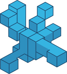 Obraz premium Abstract Isometric Blue Cube Structure for Data and Network Connectivity