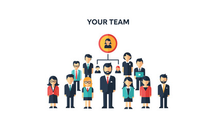 Fototapeta premium Business team and corporate leadership concept showing group of diverse professional people in smart suits with leader icon.
