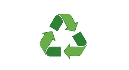 Obraz premium Green recycling symbol with three arrows on white background