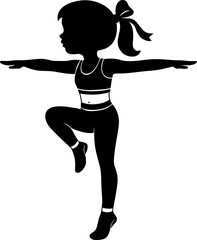 Fitness girl performing balance pose, showcasing strength and grace