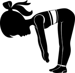 Girl Stretching exercise silhouette, fitness girl bending forward, healthy lifestyle, flexibility training, workout routine