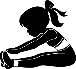 Girl stretching, showcasing flexibility and fitness. This represents health and exercise