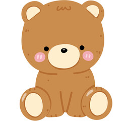 Obraz premium Brown Bear Soft Toy Illustration, Isolated Childlike Teddy Bear Graphic