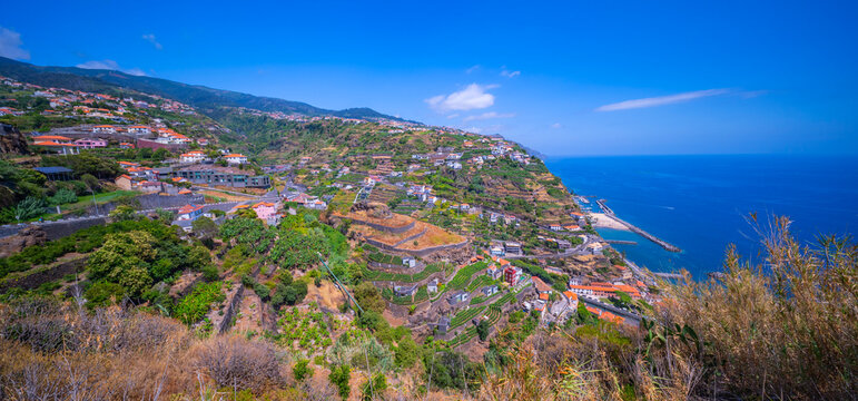 Panoramic View of Calheta from High Viewpoint, Madeira, Portugal, Europe